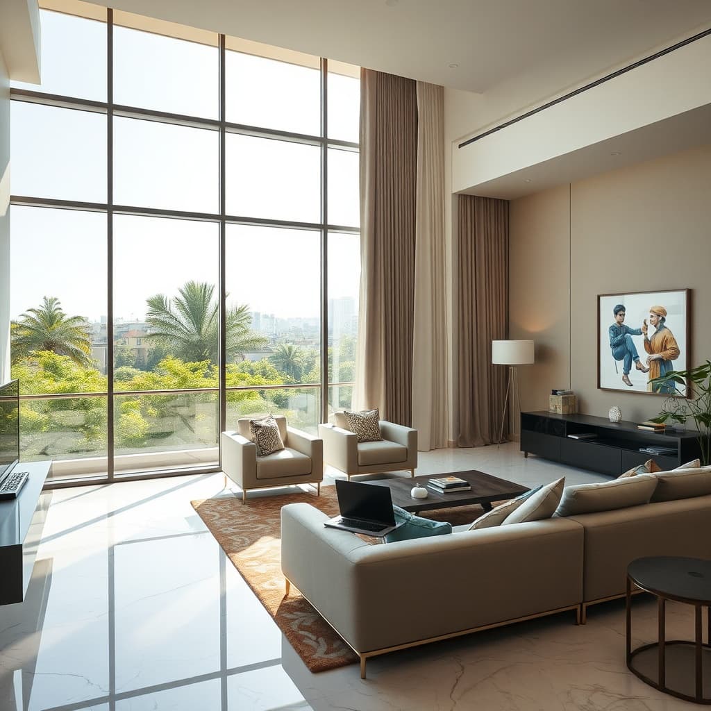 A modern and spacious apartment interior representing premium expat housing in Heliopolis Cairo for foreign residents.